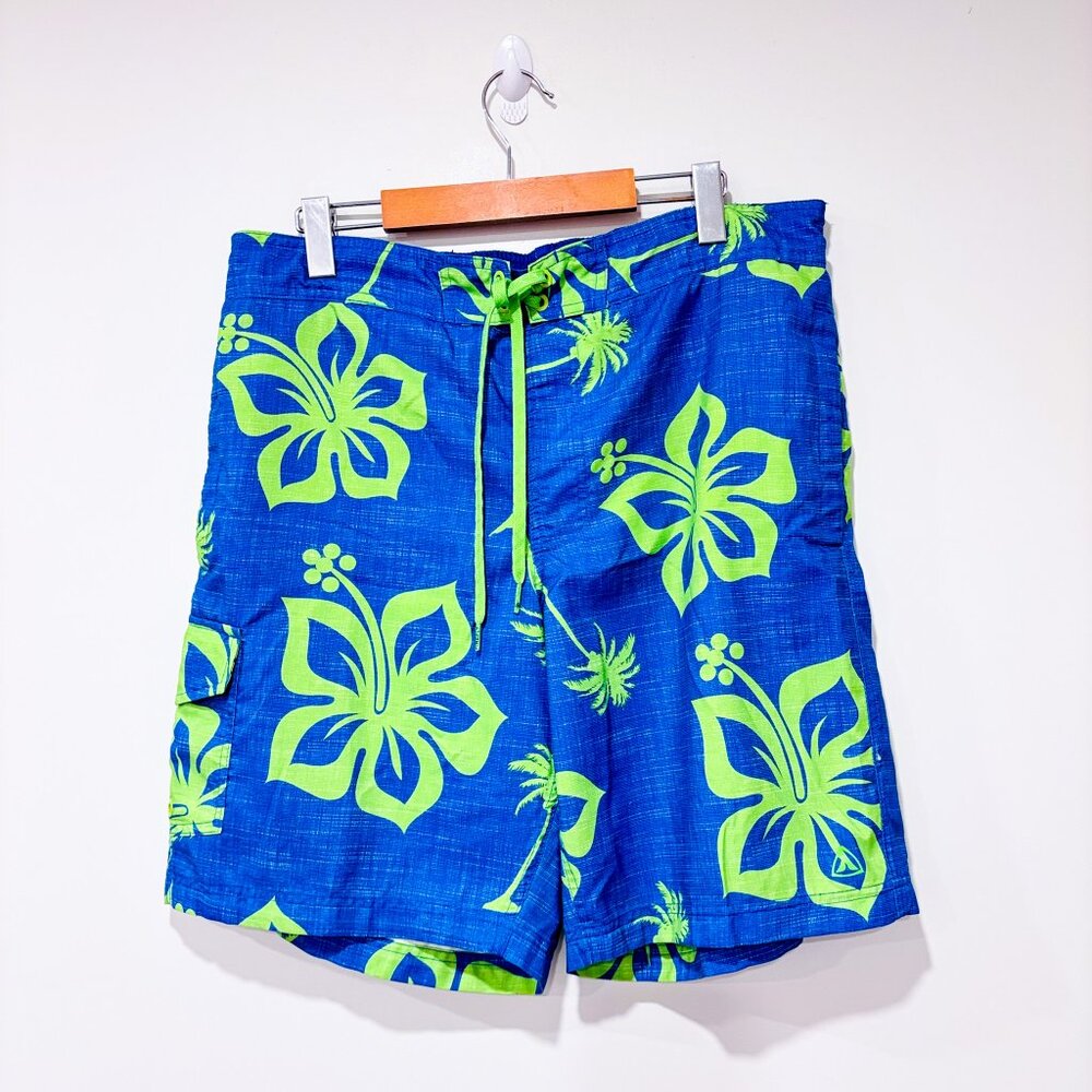 FIREFLY Blue & green floral swim shorts men |‎ Large *